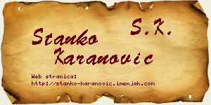 Stanko Karanović vizit kartica